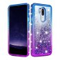 LG G7 Case Glitter Bling Sparkle Liquid Floating SLim Shockproof Blue Purple