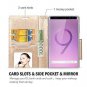 Galaxy Note 9 Wallet Case Folding Kickstand Card Slots MIrror Wristlet Black