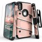 iPhone XS Case Kickstand Screen Protector Holster Belt Clip Rose Gold Black