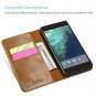 Google Pixel 2 Wallet Case Genuine Leather Kickstand Card Slots Durable Brown