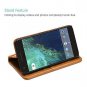 Google Pixel 2 Wallet Case Genuine Leather Kickstand Card Slots Durable Brown