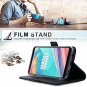 OnePlus 5T Wallet Case Genuine Leather Credit Card Kickstand Durable Black