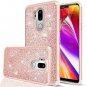 LG G7 Glitter Case HD Screen Protector Sparkly Soft TPU Dual Layer Rose Gold