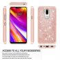 LG G7 Glitter Case HD Screen Protector Sparkly Soft TPU Dual Layer Rose Gold