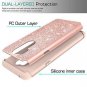LG G7 Glitter Case HD Screen Protector Sparkly Soft TPU Dual Layer Rose Gold