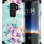 Samsung Galaxy S9 Plus Shockproof Case Full Body Protective Hybrid Flower Blue