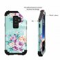 Samsung Galaxy S9 Plus Shockproof Case Full Body Protective Hybrid Flower Blue