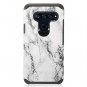 LG V40 ThinQ Hybrid Image Hard Case Tempered Glass Screen Protector Marble