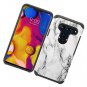LG V40 ThinQ Hybrid Image Hard Case Tempered Glass Screen Protector Marble