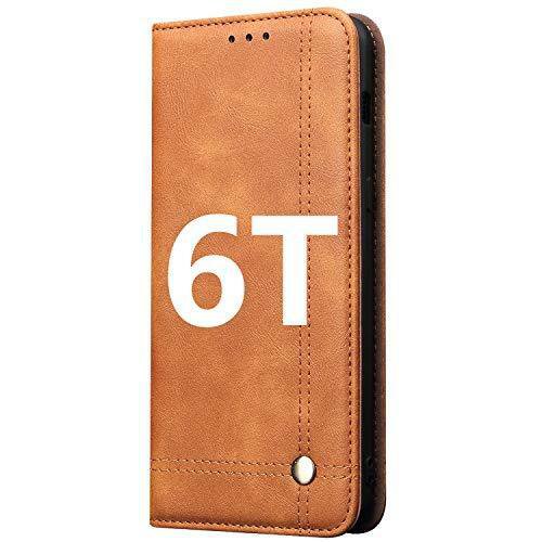 OnePlus 6T Wallet Case Premium PU Leather Card Slots Kickstand Magnetic Closure