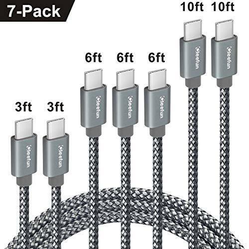 USB Type C Cable 7Pack 3/3/6/6/6/10/10 ft CLEEFUN Fast Charge USB C to A Charger