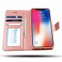 iPhone Xs Wallet Case Detachable Shockproof Leather Card Slots Kickstand Pink