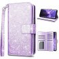 Samsung Galaxy S9 Wallet Case PU Leather Detachable Glitter Sparkle Cover Purple