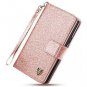 Samsung Galaxy Note 9 Case Glitter Wallet Card Holder Cash Pockets Rose Gold
