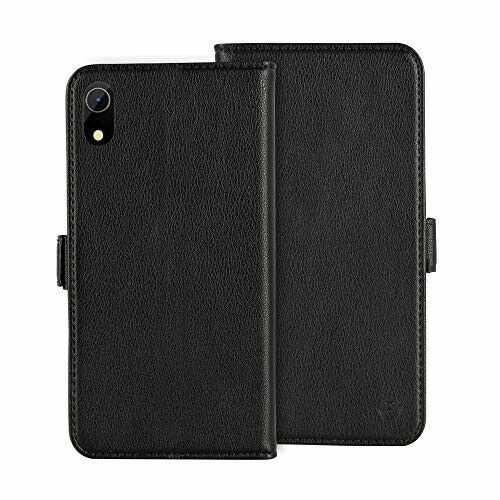 iPhone Xr Leather Wallet Case Kickstand Detachable with 3 Card Slots Black