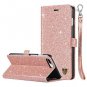 iPhone 8 Plus Sparkle Case Shiny Card Slots Wallet Cash Holder Wrist Strap Pink