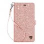 iPhone 8 Plus Sparkle Case Shiny Card Slots Wallet Cash Holder Wrist Strap Pink