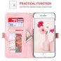 iPhone 8 Plus Sparkle Case Shiny Card Slots Wallet Cash Holder Wrist Strap Pink