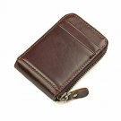 HASFINE RFID Blocking Credit Cards Holder Genuine Leather Compact Accordion Zipp