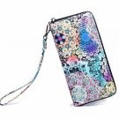 LIKEWE Women Polyester Fibre Wallet Zip Around Clutch Wallet Large Travel Purse
