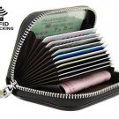 FairyBridal Women's Mini Travel RFID Blocking Real Leather Zip Around Wallet,Mu