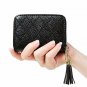 Women's RFID Blocking 15 Slots Card Holder Leather Zipper Accordion Wallet,Blac