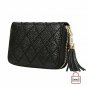 Women's RFID Blocking 15 Slots Card Holder Leather Zipper Accordion Wallet,Blac
