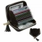 Women's RFID Blocking 15 Slots Card Holder Leather Zipper Accordion Wallet,Blac