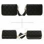 Women's RFID Blocking 15 Slots Card Holder Leather Zipper Accordion Wallet,Blac