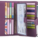 YALUXE Women's RFID Blocking Leather Large Capacity Wallet with Removable Check