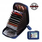 Zipper Credit Card Wallet RFID Credit Card Holder Protector ID Card Window Leath