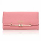 Woolala Women Cute Bowk Wallet Trifold Large Capacity Long Purse, Pink