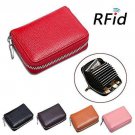 RFID Blocking Leather Credit Card Case Holder Security Small Accordion Wallet wi