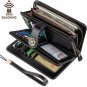 KELEEL Women's RFID Blocking Wallet Genuine Leather Clutch Wallet Card Holder O