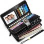 KELEEL Women's RFID Blocking Wallet Genuine Leather Clutch Wallet Card Holder O