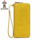 Women Leather Wallet Rfid Blocking Large Capacity Zipper Around Travel Wristlet