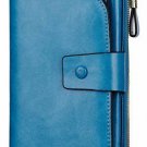 Travelambo Womens RFID Blocking Large Capacity Luxury Waxed Genuine Leather Clut