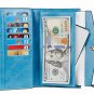 Travelambo Womens RFID Blocking Large Capacity Luxury Waxed Genuine Leather Clut