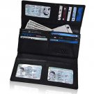 RFID Leather Clutch Wallet for WomenCredit Card Slots Coin Purse with ID Window