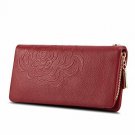 Kattee Soft Cowhide Leather Wallet Ladies Flowerembossed Clutch (Red)