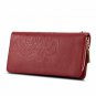 Kattee Soft Cowhide Leather Wallet Ladies Flowerembossed Clutch (Red)