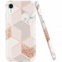 JAHOLAN Compatible iPhone XR Case Bling Glitter Sparkle Rose Gold Marble Design