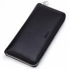 HISCOW Metal Zipper Long Wallet Black with 2 Cash Compartment  Italian Calfskin