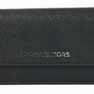Michael Kors Jet Set Travel Flat Saffiano Leather Wallet (Black/Gold)