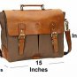 15 Inch Rustic Town Handmade Leather Canvas Vintage Crossbody Messenger Bag Gift