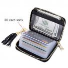 Women's Credit Card Case Wallet With 2 ID Window and Zipper Card Holder Purse (