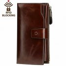 Itslife Women's RFID Blocking Large Capacity Luxury Wax Genuine Leather Cluth W
