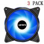upHere 3Pack 120mm 3Pin High Airflow Quiet Edition Blue LED Case Fan for PC Ca