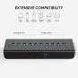 AUKEY CBH18BUSA 10Port Powered USB Hub, 3 Charging Ports, 7 USB 3.0 Data Por