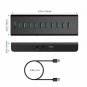 AUKEY CBH18BUSA 10Port Powered USB Hub, 3 Charging Ports, 7 USB 3.0 Data Por
